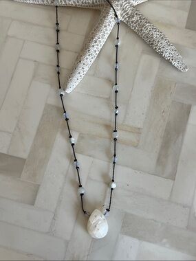 New Dabby Reid White Bead Necklace with White Teardrop Pendant